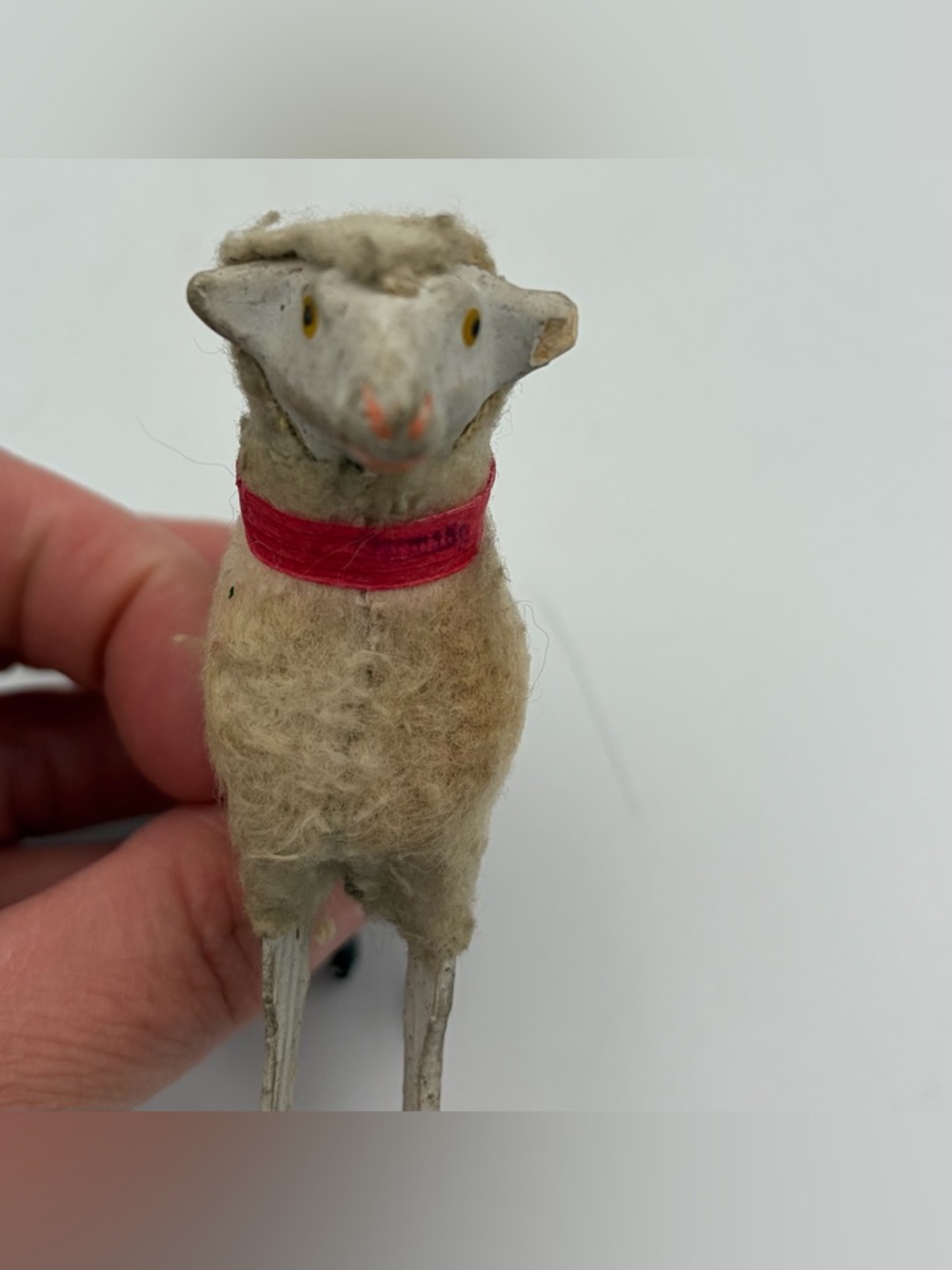 2 Antique German Putz Wooly Sheep Herd Handmade Nativity Primitive Folk Art Pair - Picture 7 of 7